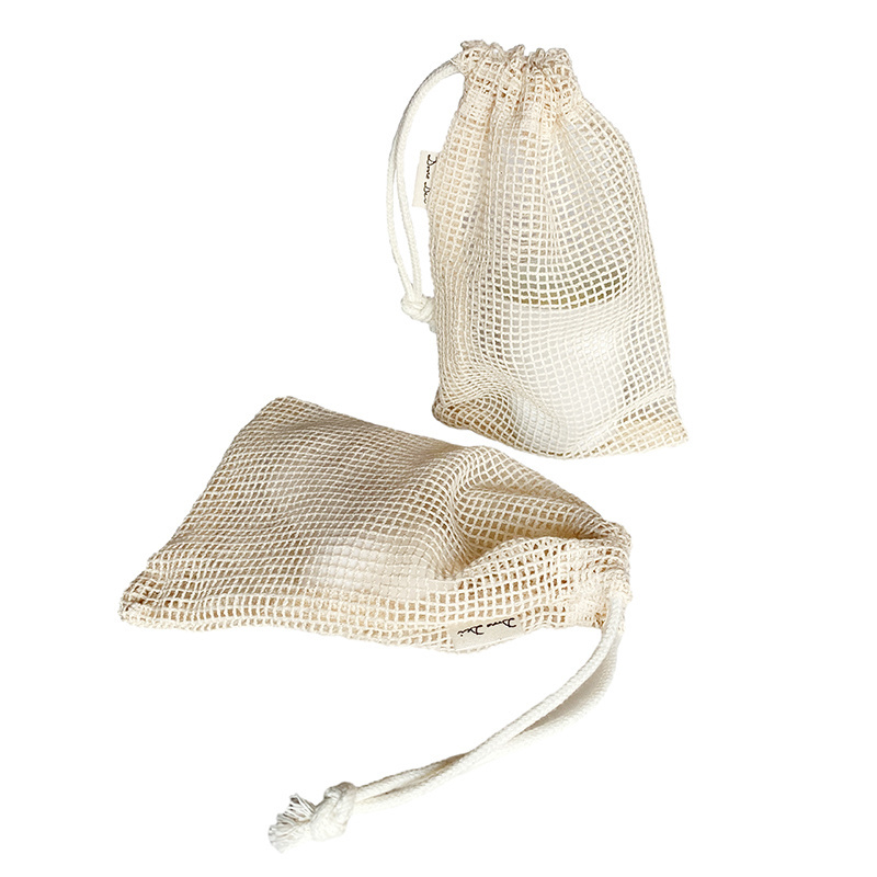 Reusable cotton Drawstring Beauty Brush bag net produce organic mesh Candle bag Grocery Bags