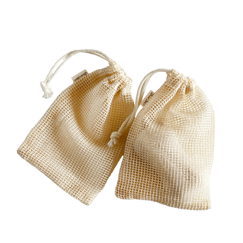 Reusable cotton Drawstring Beauty Brush bag net produce organic mesh Candle bag Grocery Bags