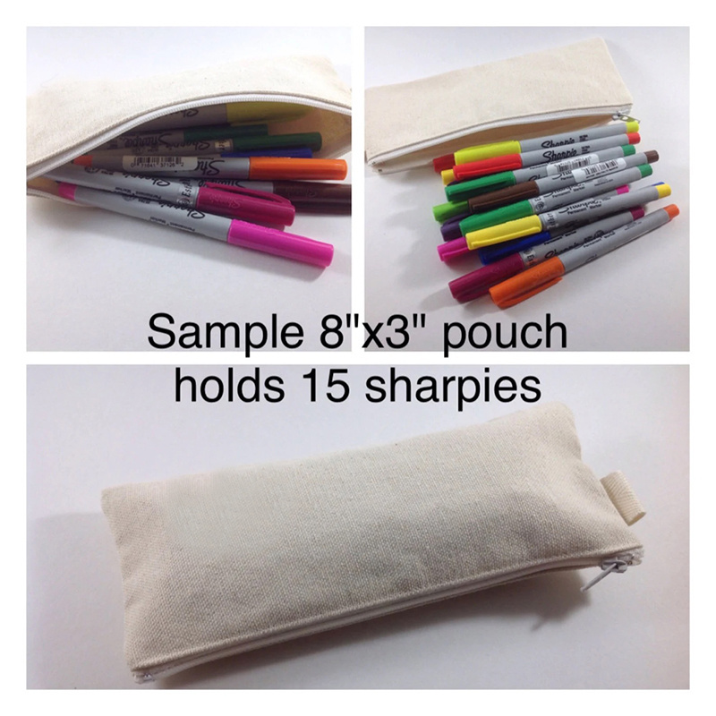 Plain 10oz Canvas Pencil Case For Student Fashion Cotton Coin Purse Bags For Party Gift