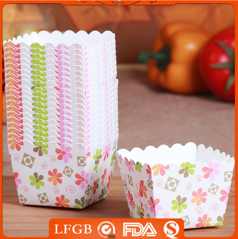 Factory Direct square cupcake liners/disposable cake cup/baking cup custom paper cup cake