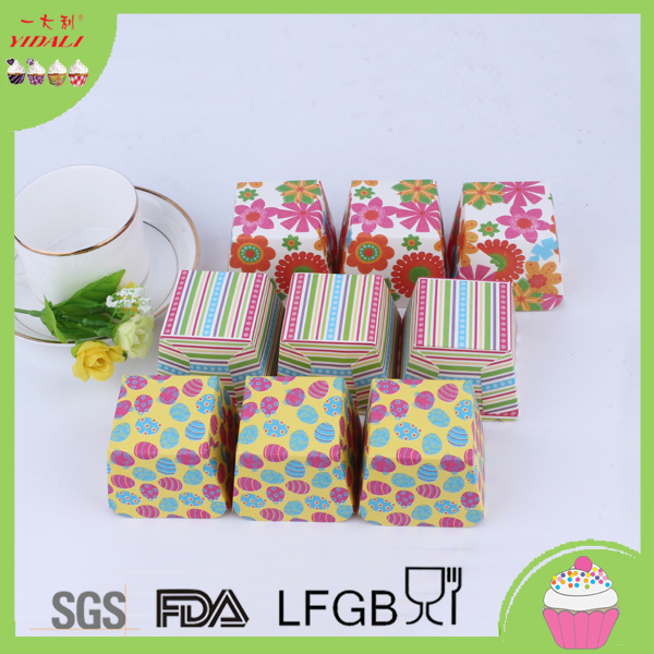 Factory Direct square cupcake liners/disposable cake cup/baking cup custom paper cup cake