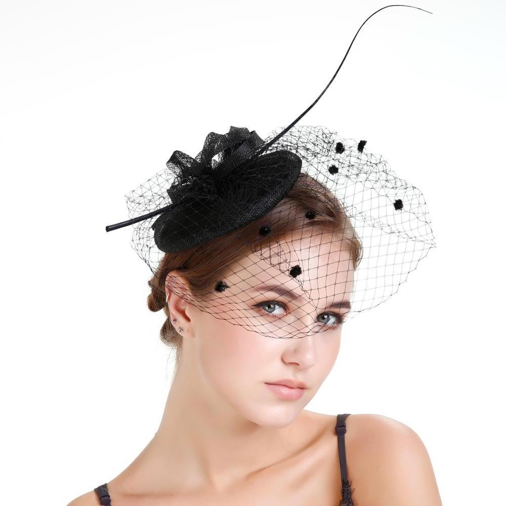  New Design Elegant Wedding Hair Feather Fascinator church hats for black women