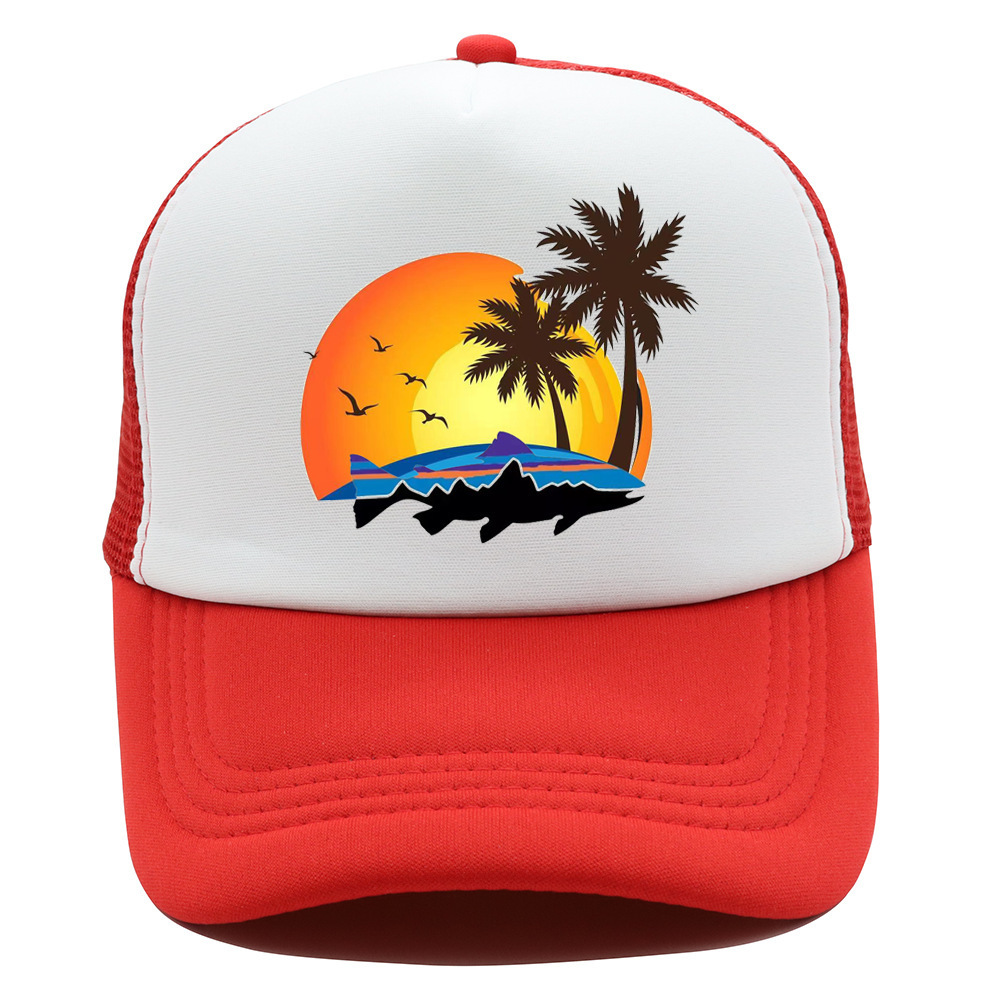 Holiday Beach Digital printing trucker hats gorras custom no minimum Foam+Mesh baseball cap