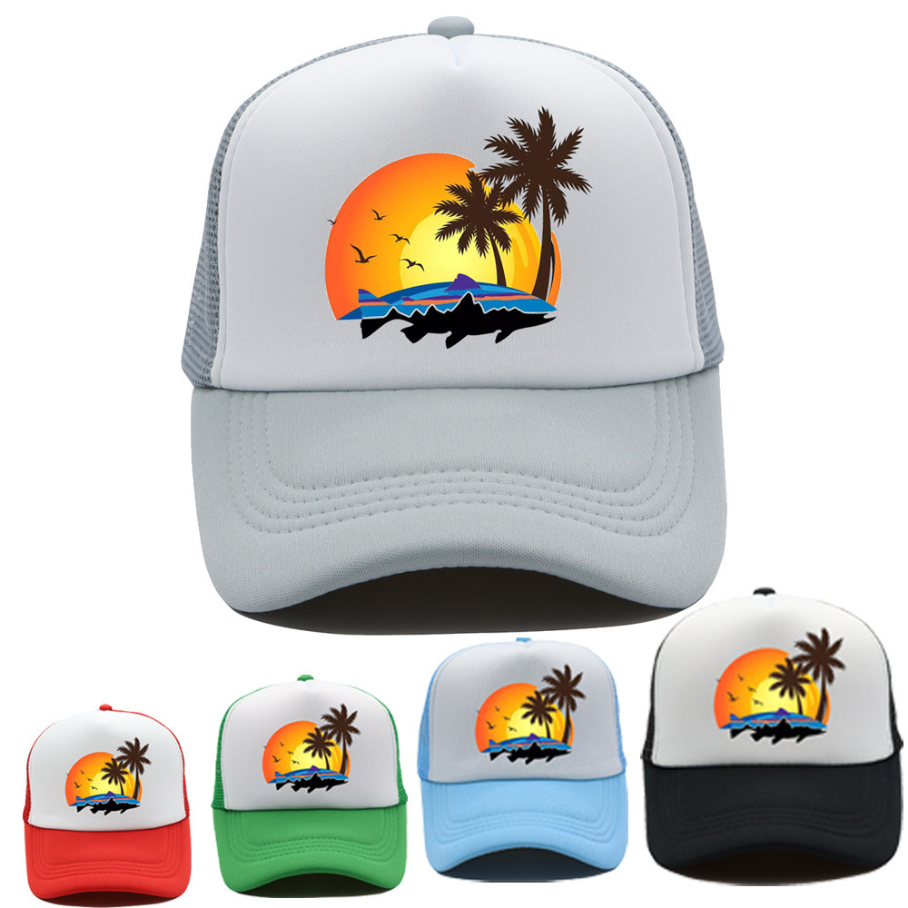 Holiday Beach Digital printing trucker hats gorras custom no minimum Foam+Mesh baseball cap