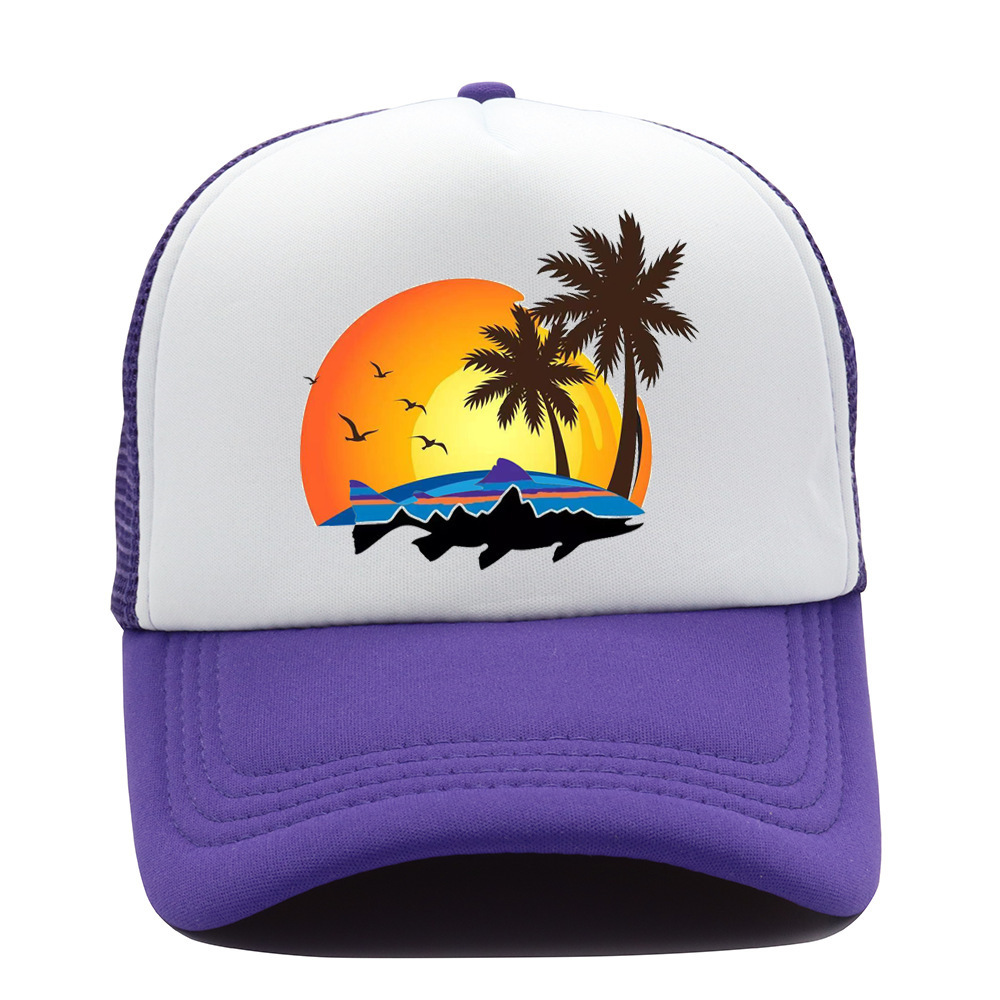 Holiday Beach Digital printing trucker hats gorras custom no minimum Foam+Mesh baseball cap