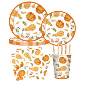 Happy Thanksgiving Day Disposable Tableware Set Paper Plates Pumpkin Autumn Party Paper Dishes and Plates