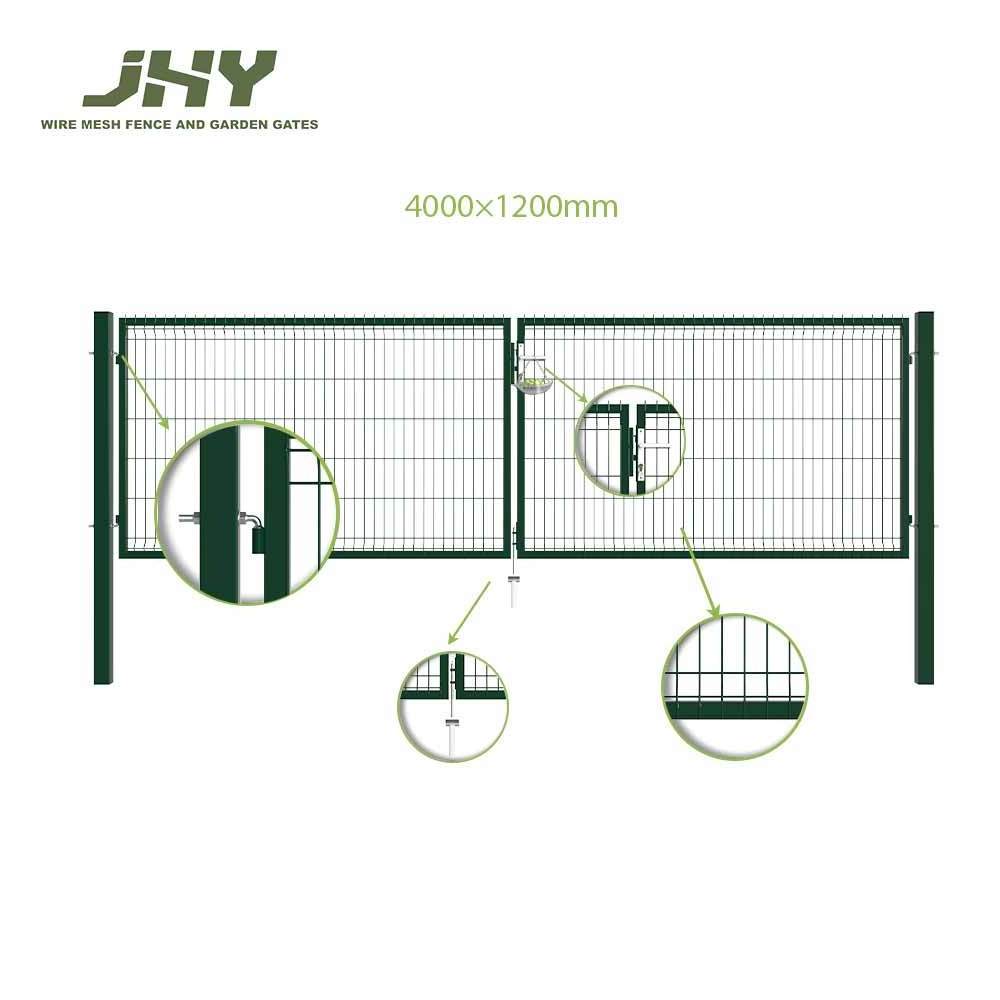 4m width 50x200mm 3d fencing door garden driveway swing gates