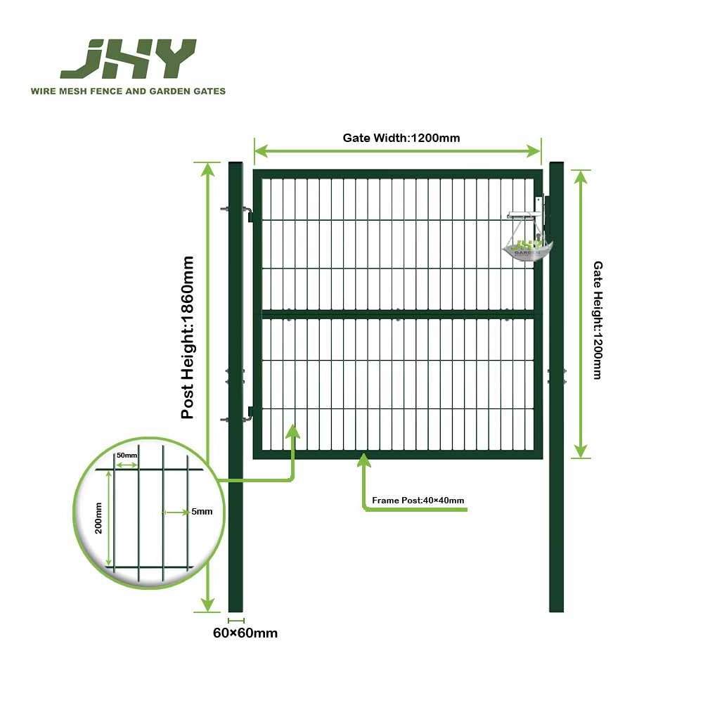 1200x1200mm wrought iron garden gate metal morden fence gate industrial fence and gate with square tube