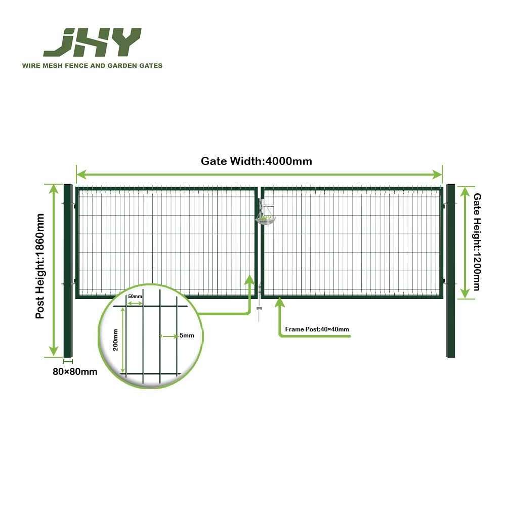 4m width 50x200mm 3d fencing door garden driveway swing gates