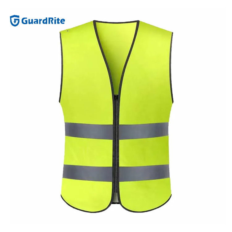 Orange Men Women Safety Vest Work High Visible Patch Reflective Vest with Pocket Security Guard