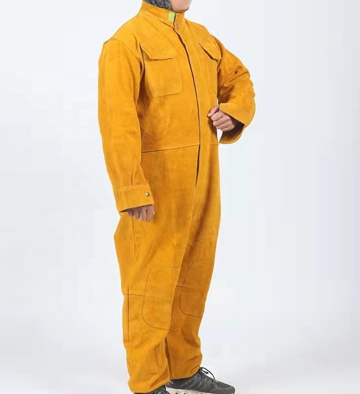 Leather Worker Uniform Heavy Duty Leather Flame Resistant Welding Cloth Welding Overall Suit