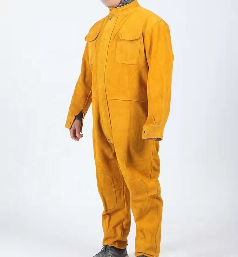 Leather Worker Uniform Heavy Duty Leather Flame Resistant Welding Cloth Welding Overall Suit