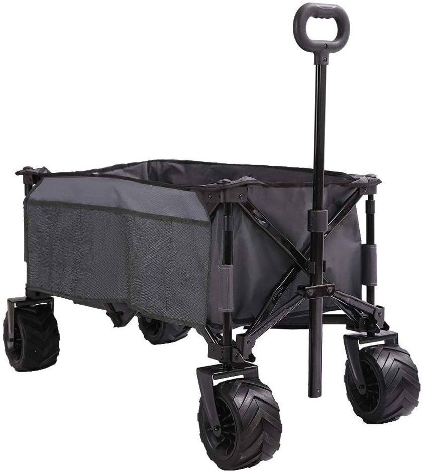 Outdoor foldable wagon 4 Wheels Collapsible Utility Cart Portable Storage Basket Garden Beach Trolley