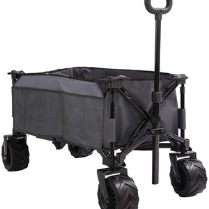 Outdoor foldable wagon 4 Wheels Collapsible Utility Cart Portable Storage Basket Garden Beach Trolley