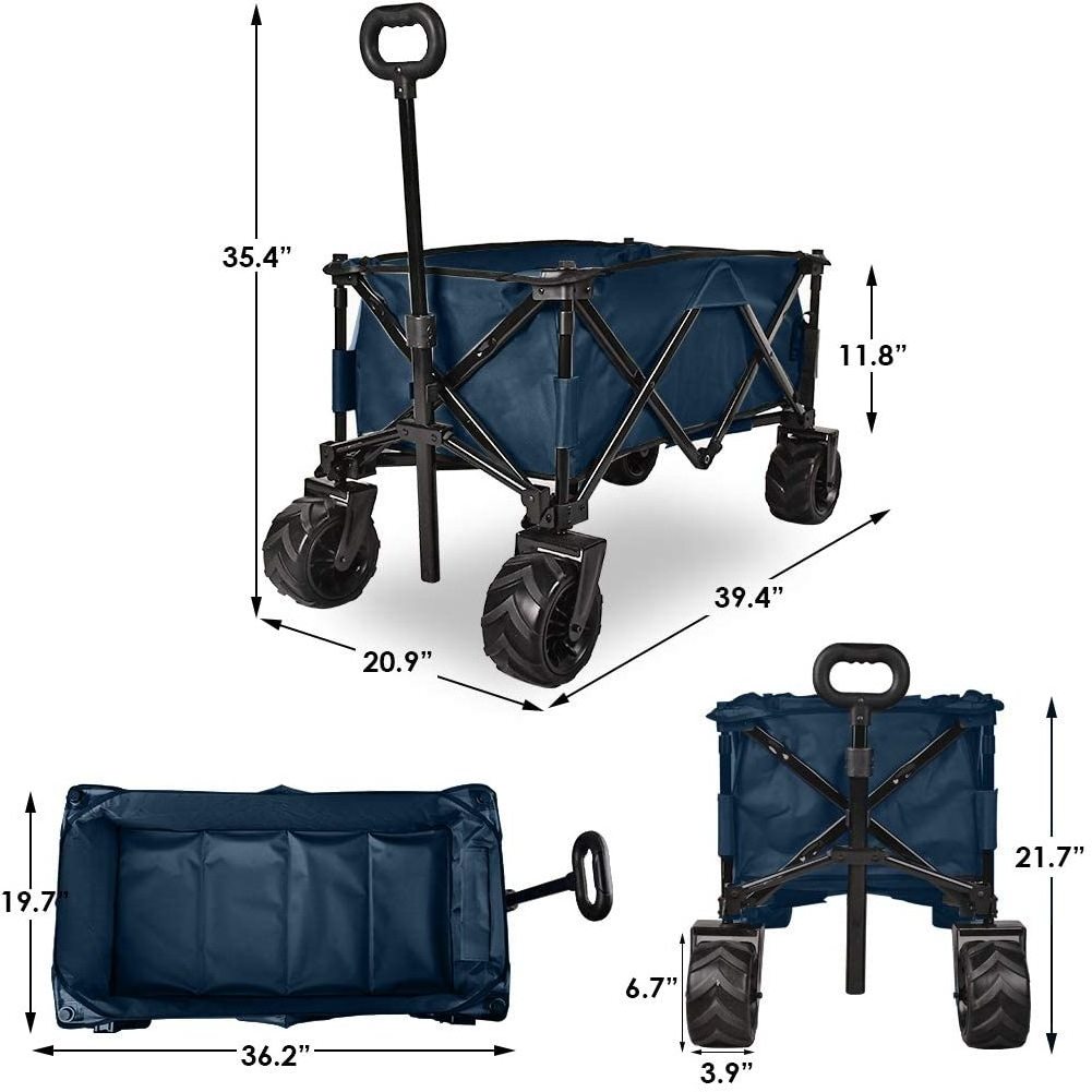 Patio Watcher Folding Wagon Cart Heavy Duty Collapsible Utility Wagon All Terrain Outdoor Patio Garden Beach Wagon Cart