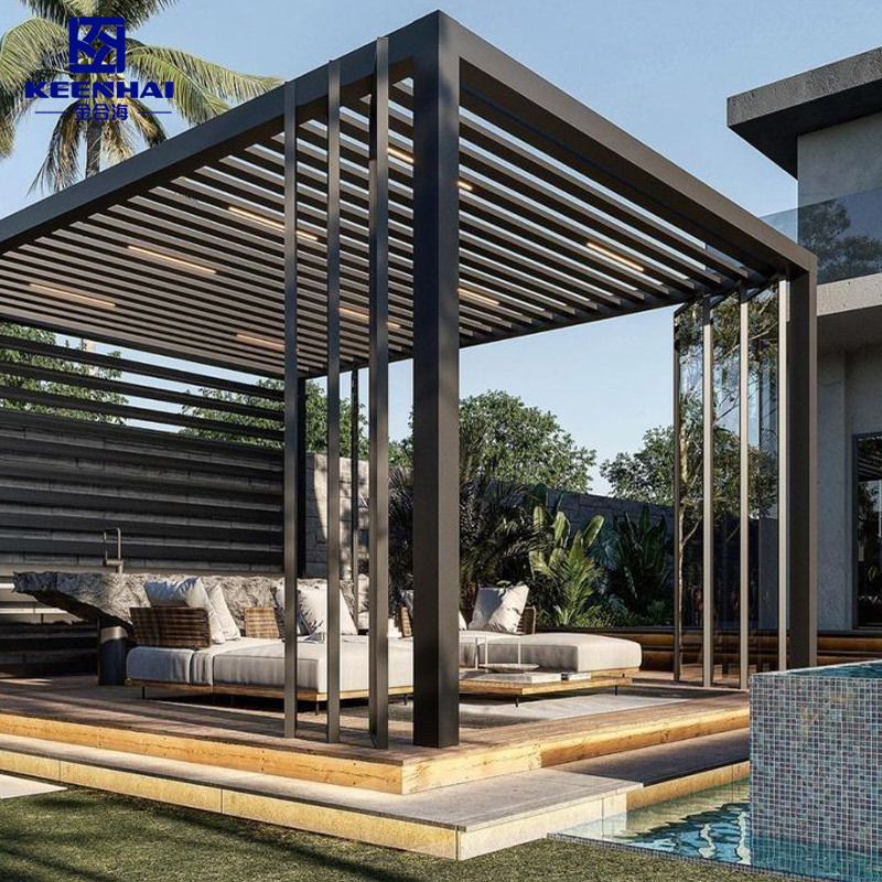 4x4M prefabricated aluminium louvre waterproof  Louver Roof System Kits Outdoor Gazebo pergola