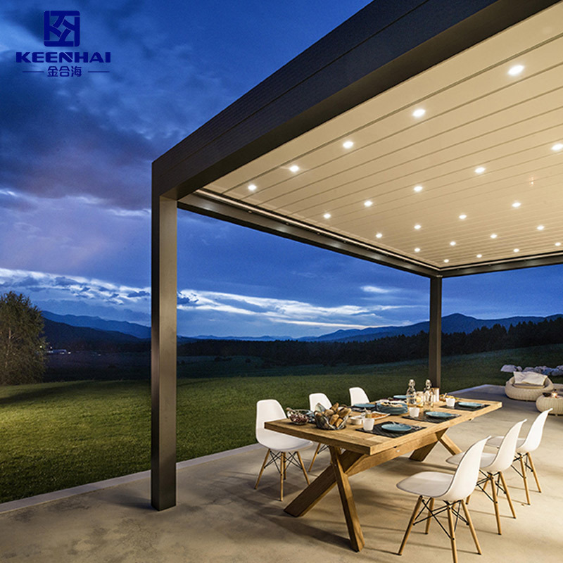 Luxury Modern Outdoor Waterproof Pergola Opening Roof Louver Retractable Aluminium Gazebo