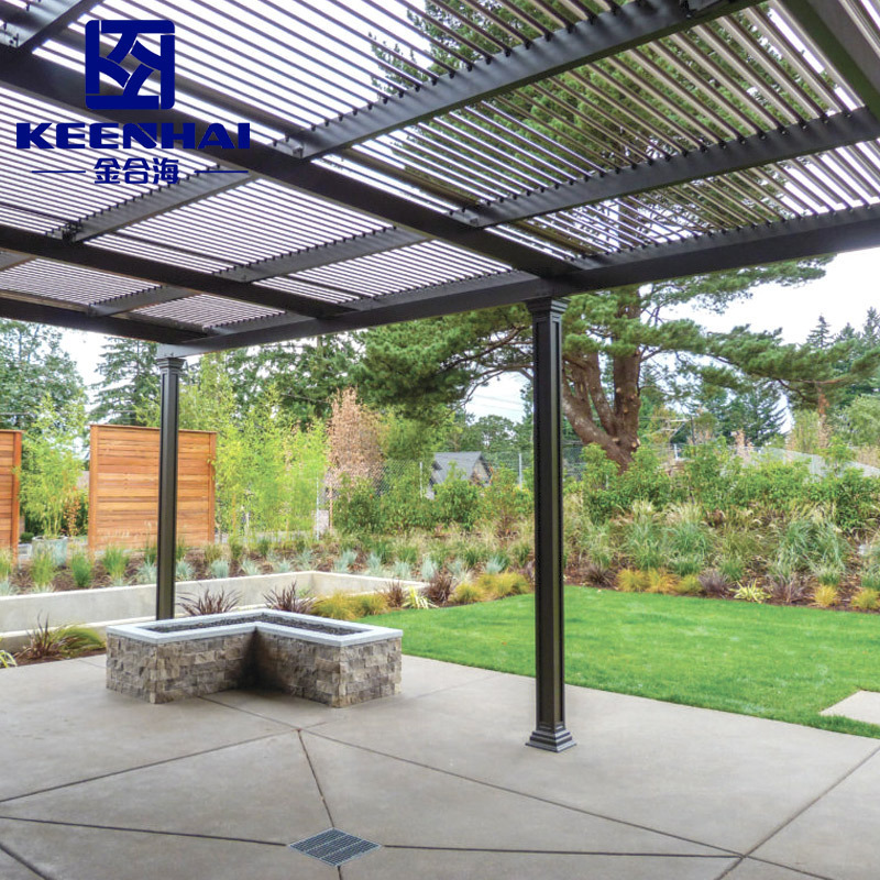 Motorized Louver Roof System Waterproof Aluminium Canopy Pergola with LED Blinds