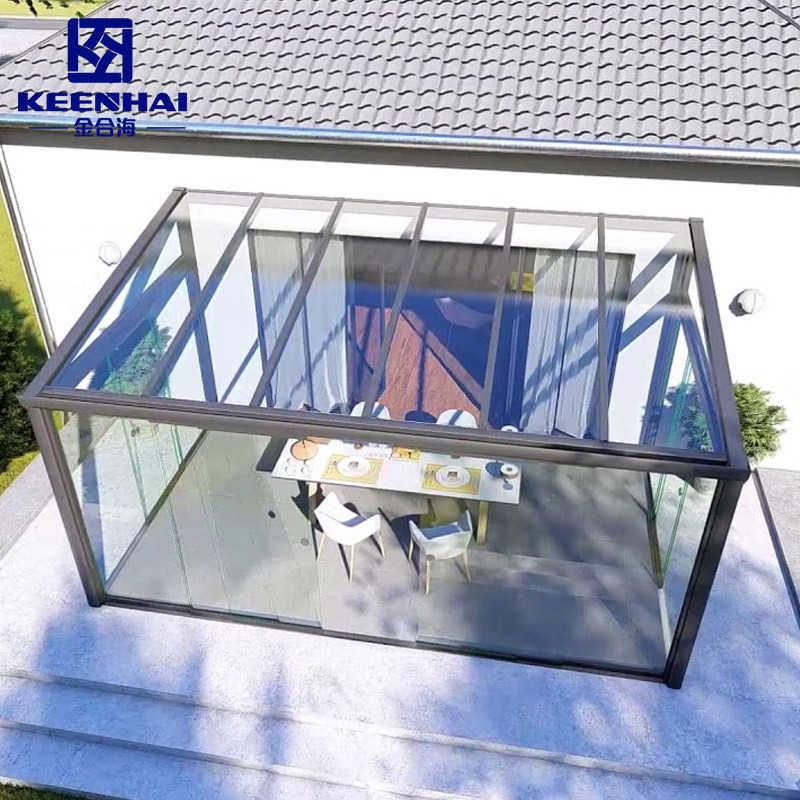 Customized All Season Aluminum Veranda freestanding solarium outdoor glass sunroom