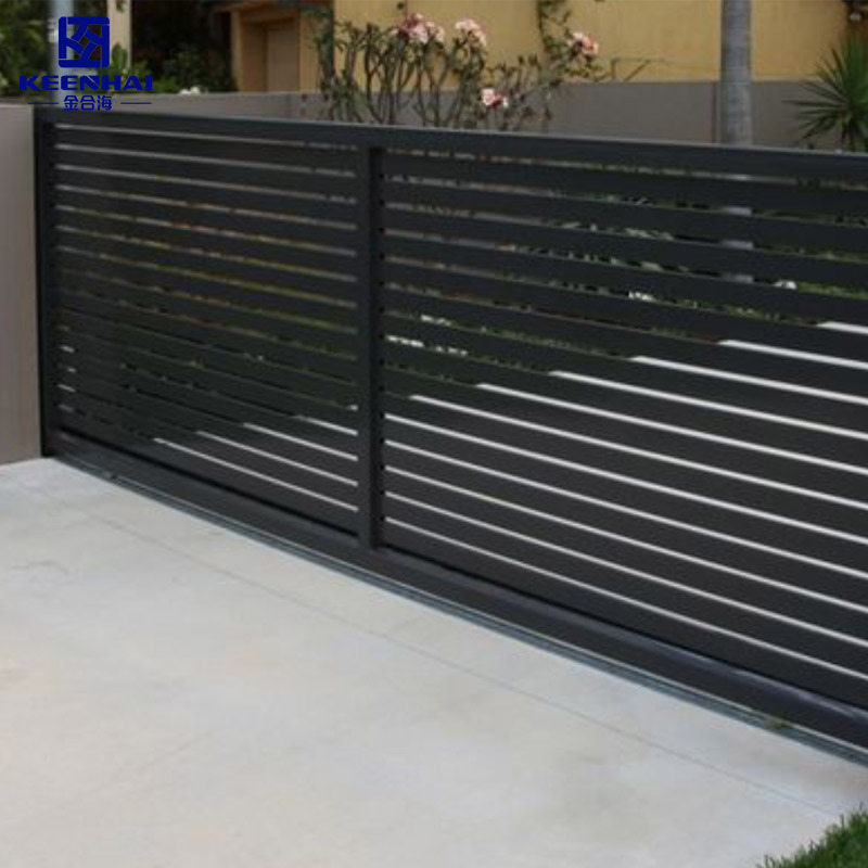 Customized Metal fence panels outdoor garden aluminum fence with horizontal slats