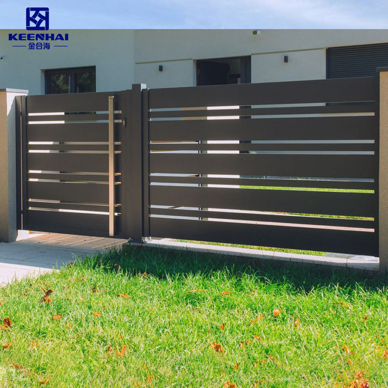 Customized Metal fence panels outdoor garden aluminum fence with horizontal slats