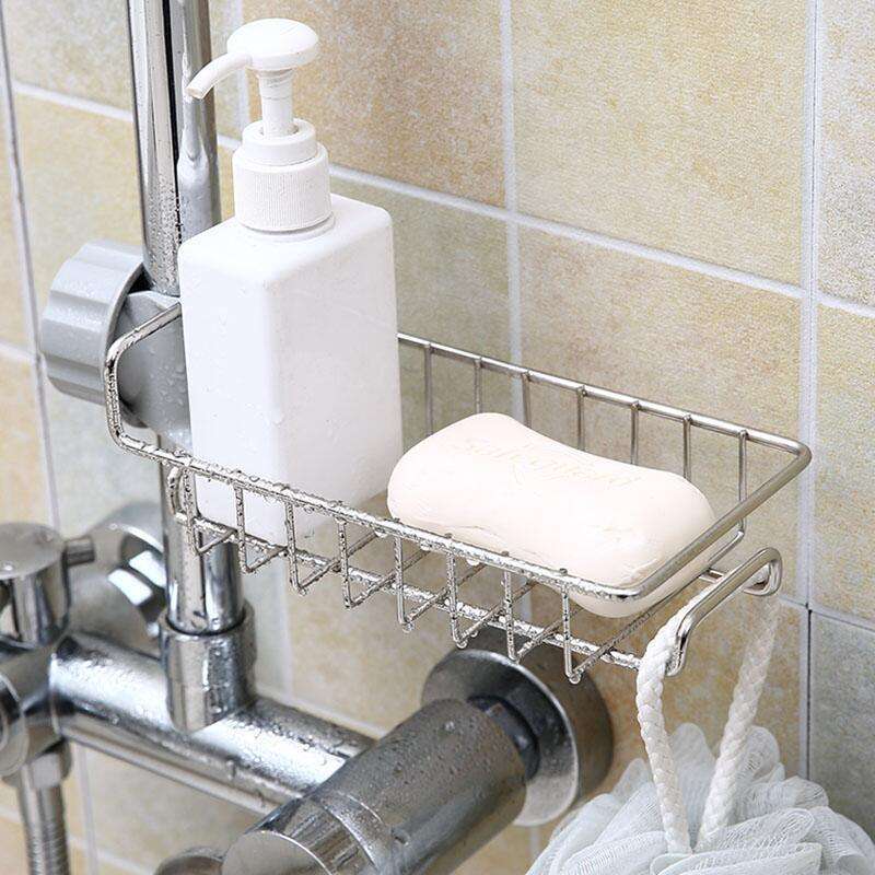 Household organizer Adjustable sink faucet storage rack Soap drainer shelf basket Bathroom kitchen sponge rack