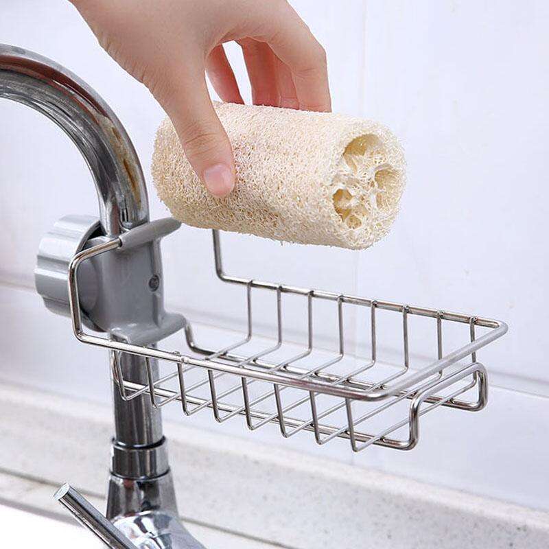 Household organizer Adjustable sink faucet storage rack Soap drainer shelf basket Bathroom kitchen sponge rack