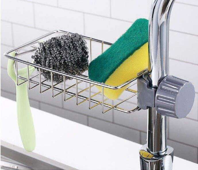 Household kitchen sink faucet rack Drainage rack Creative single layer rag Sanitary ware storage rack Stainless steel metal dura