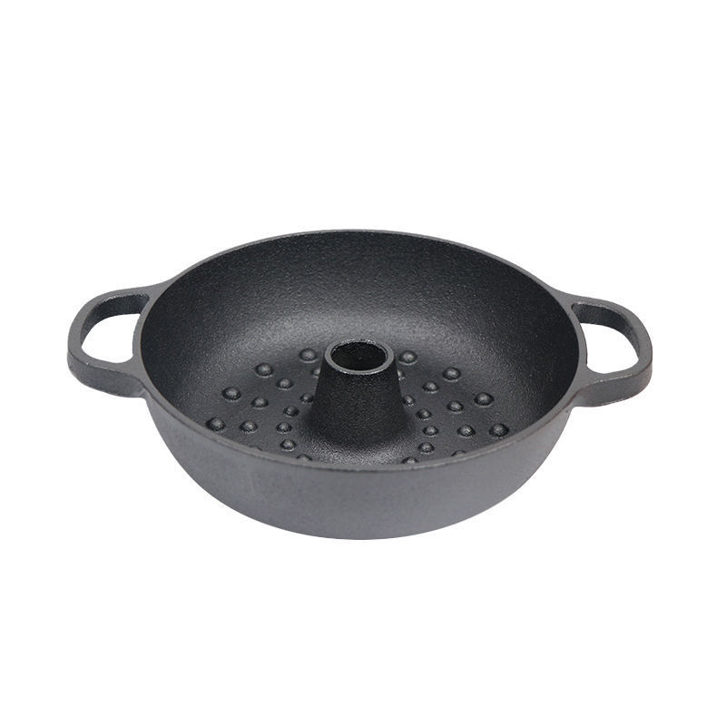 new design Chinese style cast iron fry pot with cover for baking sweet potato and peanut roasting pot garden cooking camping OEM