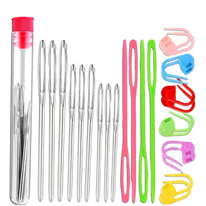 26Pcs Sewing Knitting Kits Large Eye Blunt Yarn Needles & Plastic Weaving Needles & Crochet Locking Counter Stitch Markers Tools