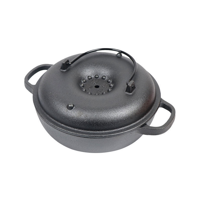 2023 New Outdoor Camping Cookware Pre-seasoned Baked Potato Ovens Cast Iron Sweet Potato Cooking Pot