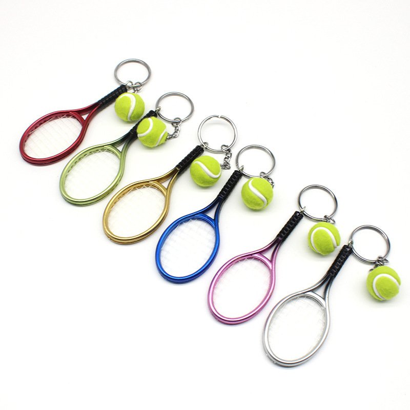 Cute Sport Mini Tennis Racket Pendant Keychain Keyring For Tennis Stadium Gift