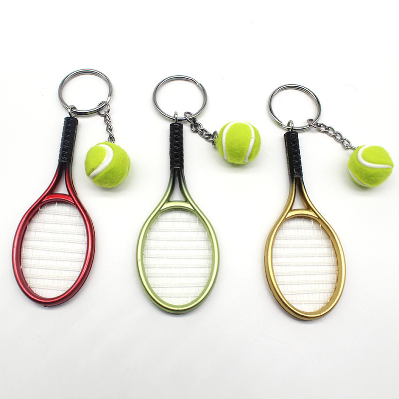 Cute Sport Mini Tennis Racket Pendant Keychain Keyring For Tennis Stadium Gift