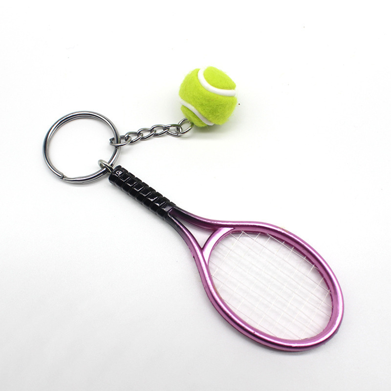 Cute Sport Mini Tennis Racket Pendant Keychain Keyring For Tennis Stadium Gift