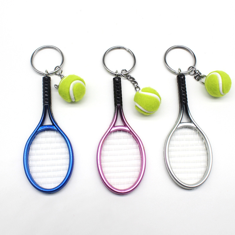 Cute Sport Mini Tennis Racket Pendant Keychain Keyring For Tennis Stadium Gift