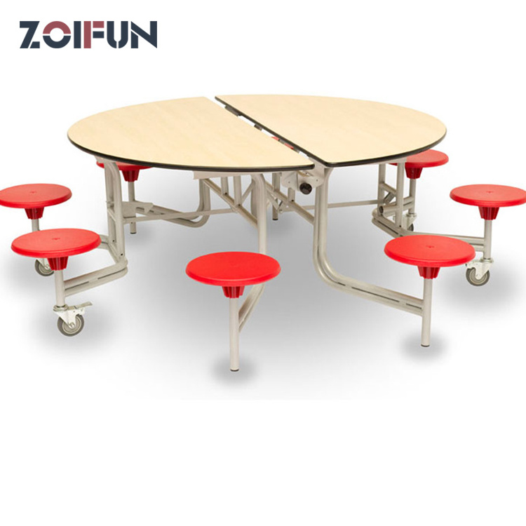 Round space saving Italian folding dining table and chair with rotating centre round poker table for canteen