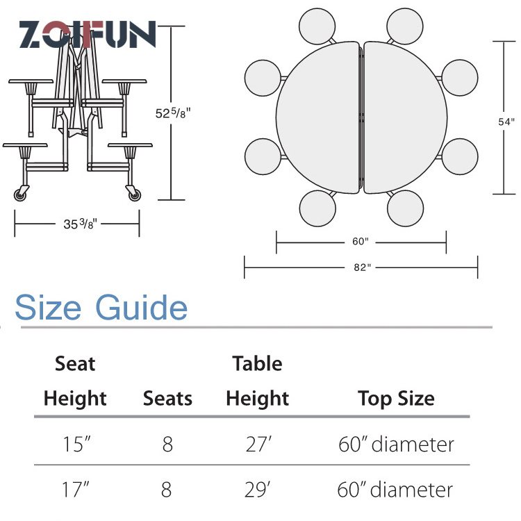 Round space saving Italian folding dining table and chair with rotating centre round poker table for canteen