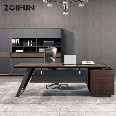 ZOIFUN Office Furniture Luxury Modern Clear European Director Manger Ceo Boss Table Set Executive Office Desk