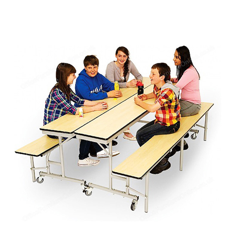 Folding commercial school furniture 6/8/9/12 seats school canteen bench and desk for school