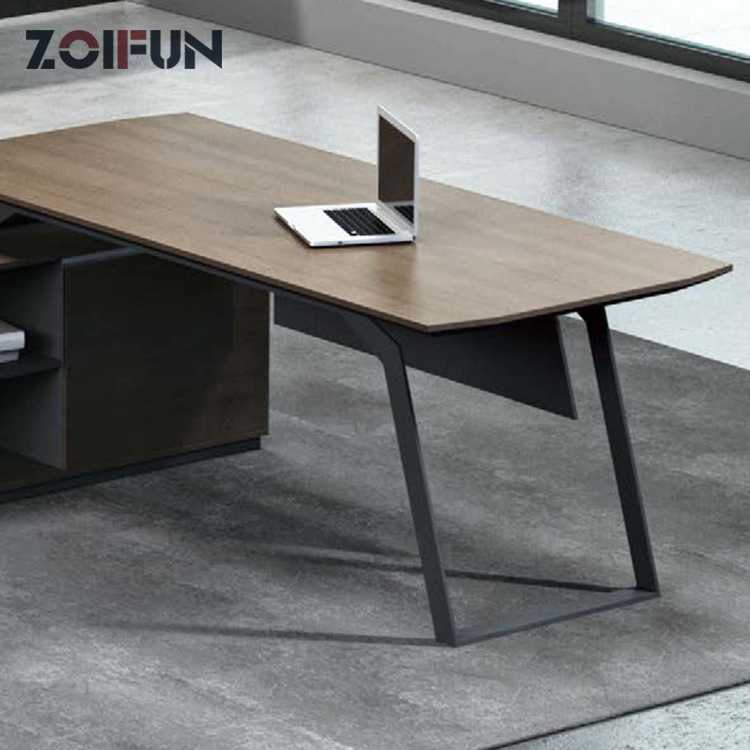 ZOIFUN Office Furniture Luxury Modern Clear European Director Manger Ceo Boss Table Set Executive Office Desk