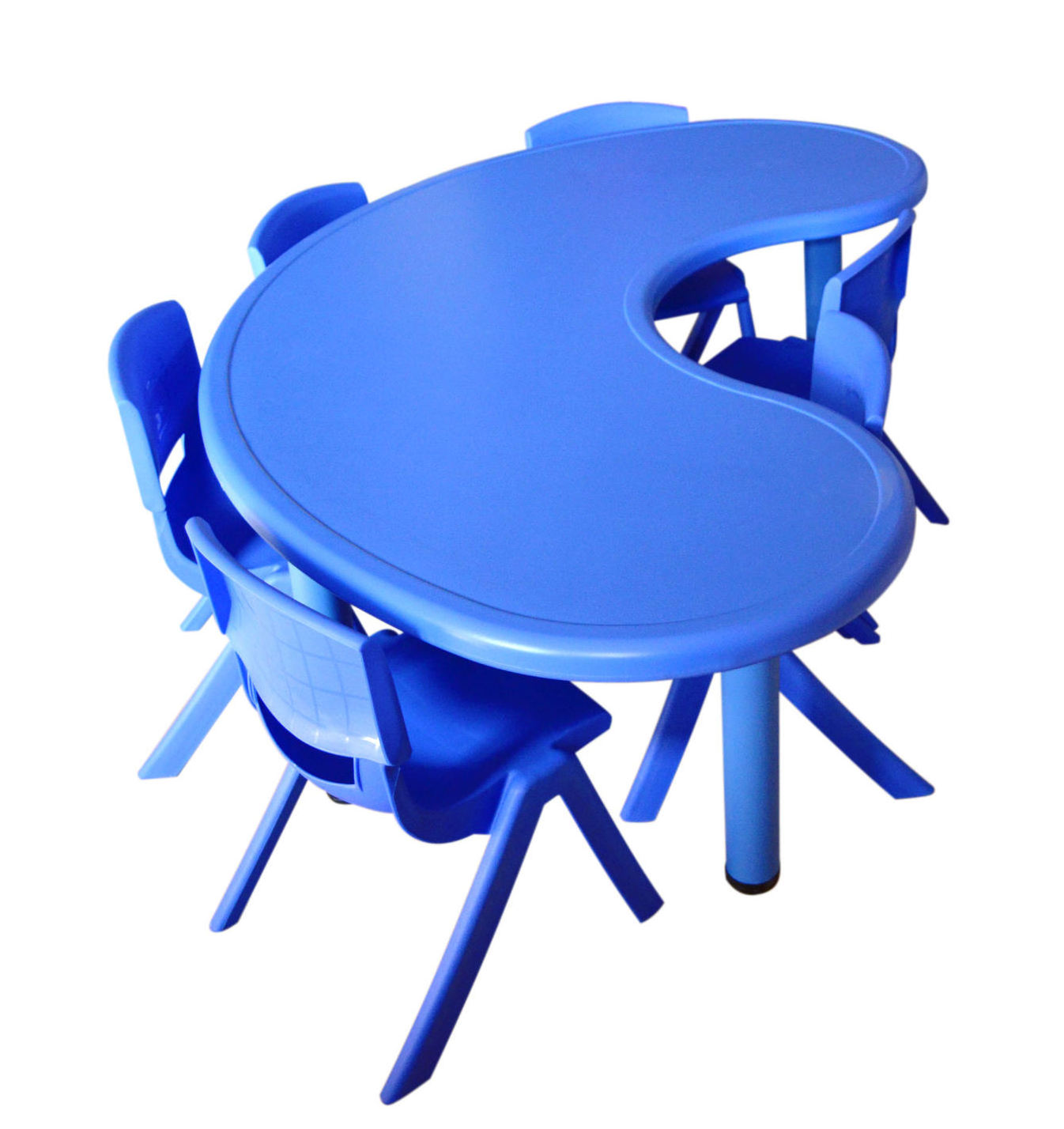 School Set Moon Shape Kids' Tables Kindergarten Furniture Kids Plastic Chairs And Tables