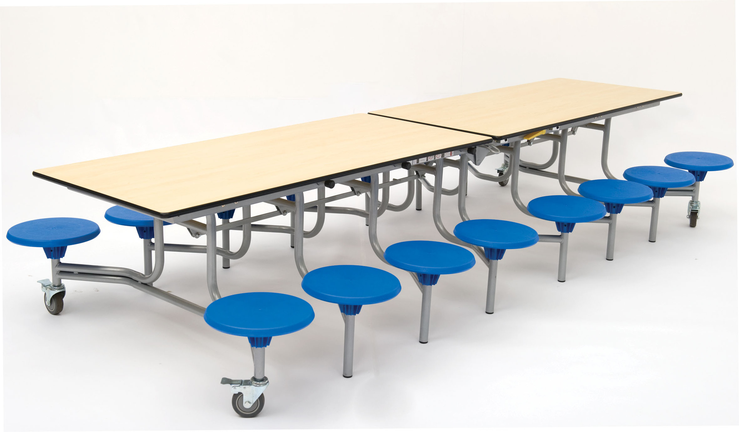 ZOIFUN Wholesale Canteen Furniture Plastic 12 Seats Rectangle Foldable Wooden Dining Cafeteria Canteen Table and Chair