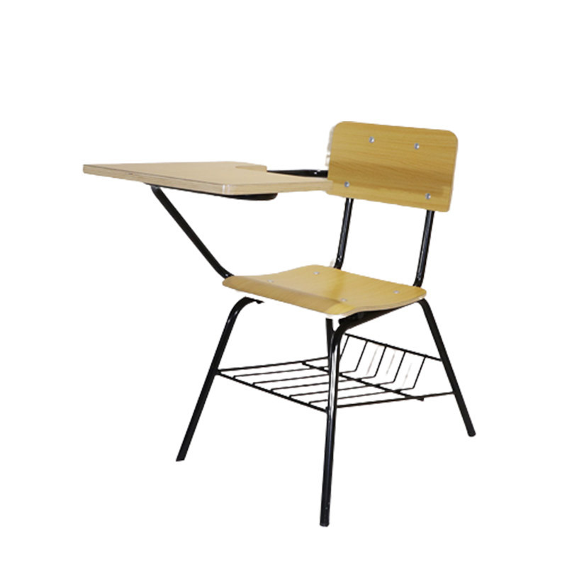 Cheap School Furniture Training Room Tablet Arm Chair Wooden Plywood Classroom Student Chair with Writing Pad