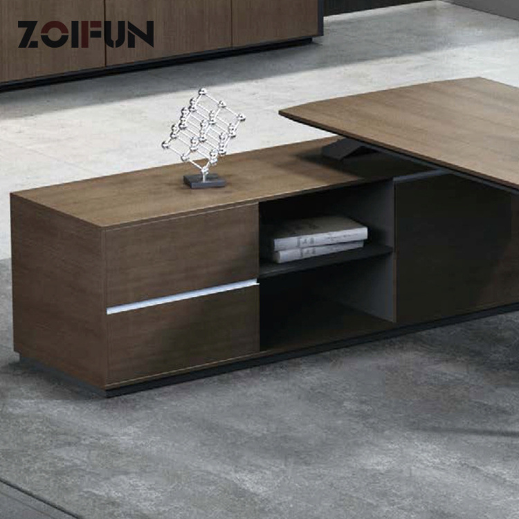 ZOIFUN Office Furniture Luxury Modern Clear European Director Manger Ceo Boss Table Set Executive Office Desk