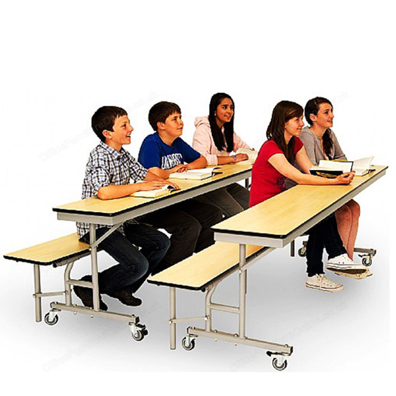 Folding commercial school furniture 6/8/9/12 seats school canteen bench and desk for school