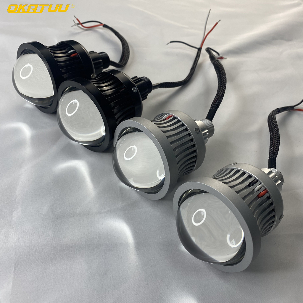 OKATUU 2.0 inch 25W LED Angel Devil Eyes Light LED High Beam Projector Lens Car Front Light High Beam