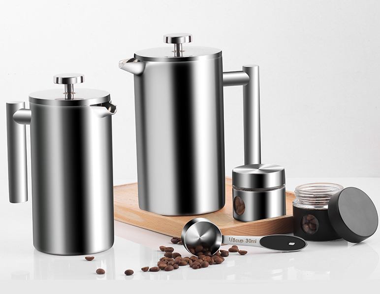 Hot selling Food Grade French coffee press Stainless steel Double wall French press coffee maker with plunger