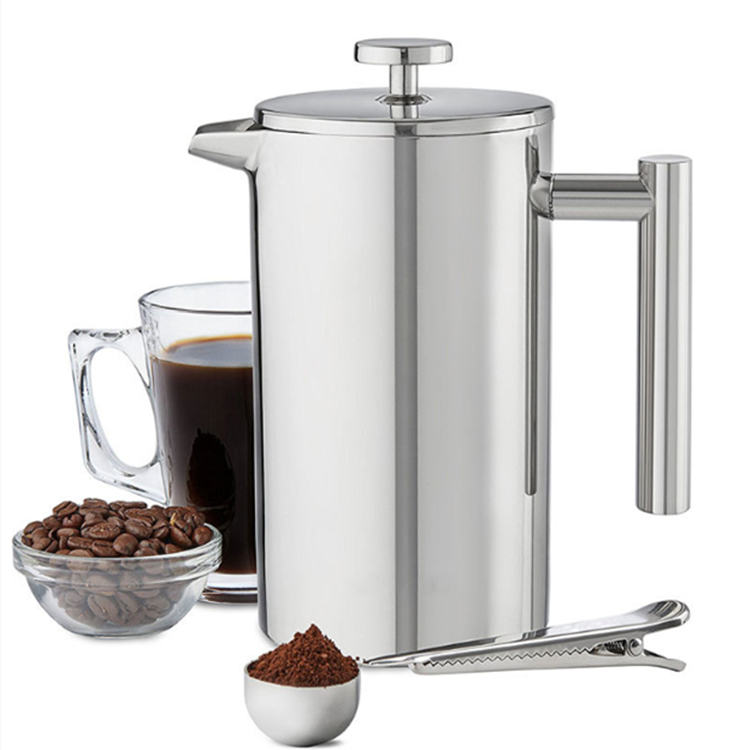 Hot selling Food Grade French coffee press Stainless steel Double wall French press coffee maker with plunger