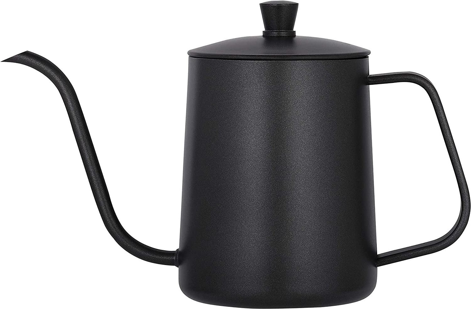 Black Stainless Steel Thermal pour over Coffee Pot 600ml GooseNeck Kettle With Lid