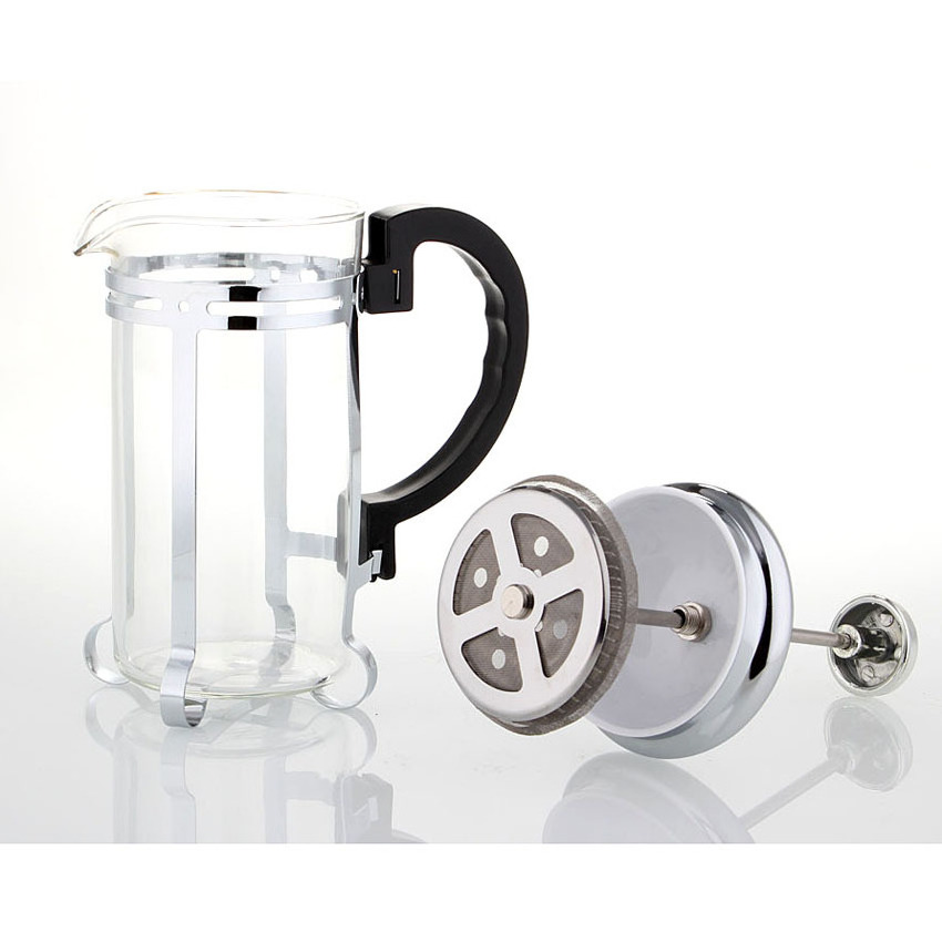 2023 hot selling 350ml Press Coffee Pot New Design silver and gold Glass French Press Coffee Maker